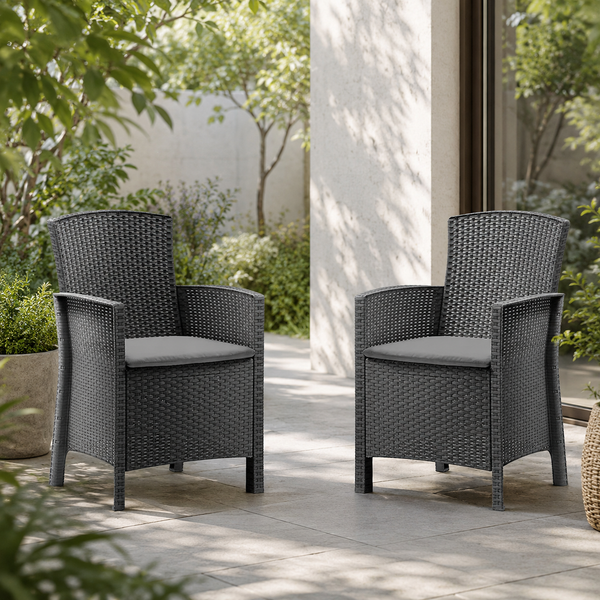 BICA Poltrona 2er Set Lido Gastro Sessel inkl. Sitzkissen, Graphit, Gartensessel, Wetterfest
