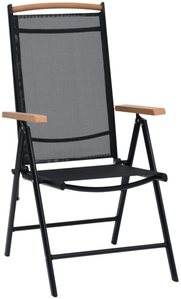 vidaXL Gartenstühle Klappbar 2 Stk. Aluminium und Textilene Schwarz 41732