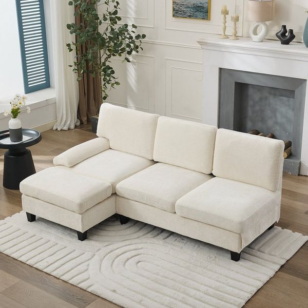 Merax Ecksofa L-förmiges 3-Sitzer Sofa mit Schlaffunktion, 1 Teile, Sofa gepolstertes Schlafsofa Couchsofa für Wohnzimmer & Schlafzimmer