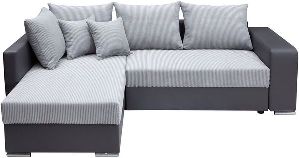COLLECTION AB Ecksofa L-Form, Regalarmlehne mit LED RGB Beleuchtung,Bettfunktion und Bettkasten