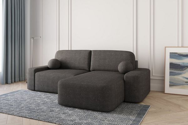 MOEBLO Ecksofa Lisbon aus Bouclé, Ottomane beidseitig montierbar Couch für Wohnzimmer Schlafsofa Sofagarnitur Sofa Eckcouch L-Form, mit Relaxfunktion
