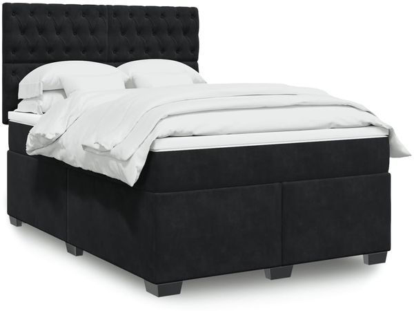 vidaXL Boxspringbett mit Matratze Schwarz 160x200 cm Samt 3293262