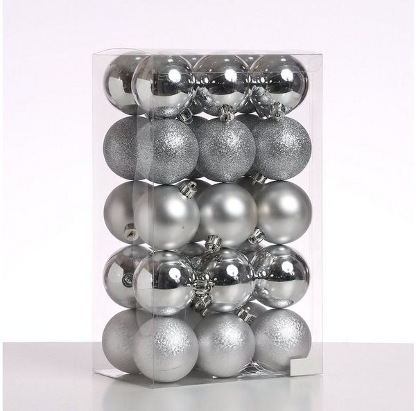 MARELIDA Weihnachtsbaumkugel Weihnachtskugeln Christbaumkugeln bruchfest 6cm silber 30 Stück (30 St)