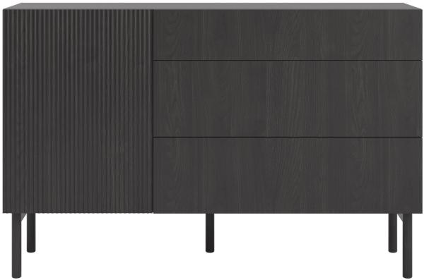 Selsey 'Nolie' Sideboard mit 3 Schubladen, Holzoptik Esche schwarz, ca. 91 x 140 x 38 cm