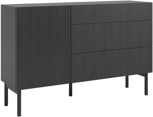 Selsey 'Nolie' Sideboard mit 3 Schubladen, Holzoptik Esche schwarz, ca. 91 x 140 x 38 cm Bild 6