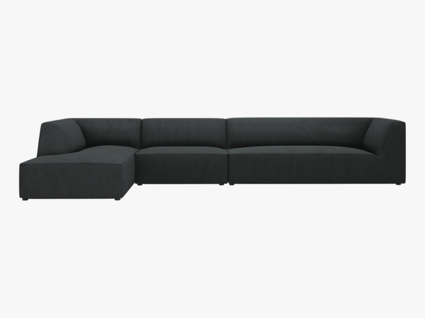 Micadoni Ecksofa Ruby 5-Sitzer Links Kord Scala Schwarz