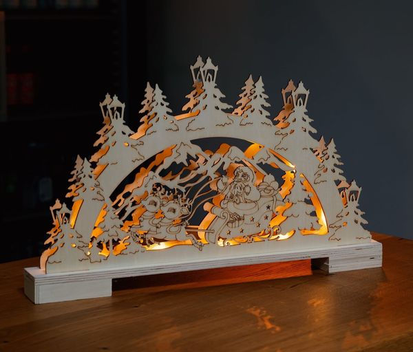 IC Winterworld LED Schwibbogen LED Lichterbogen aus Holz mit 10 LED beleuchtet, warm-weiß, mit Timer, moderne Weihnachtsdeko