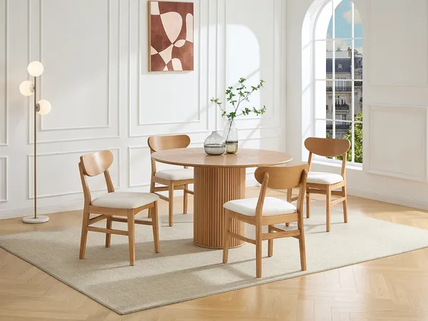 Vente-unique - LERANIA Stuhl Stoff BeigeBeige - B 54 cm x H 81 cm x L 49 cm