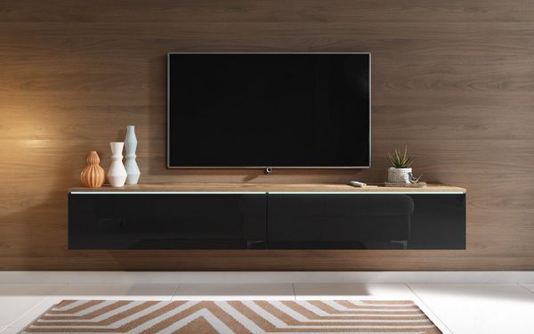 INOSIGN Lowboard LOWBOARD VERA, wahlweise mit oder ohne Beleuchtung, Modernes griffloses TV-Board, 180 cm TV-Schrank, stehend und hängend