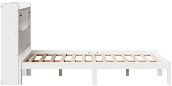 vidaXL Massivholzbett mit Regal ohne Matratze Weiß 135x190 cm Kiefer 3321617 Bild 7