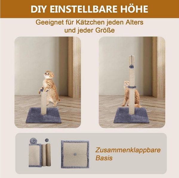 Youyijia Ersatz-Kratzbaumstamm Katzenkratzbaum 74 cm Faltbarer Boden Hoher Katzenkratzbaum