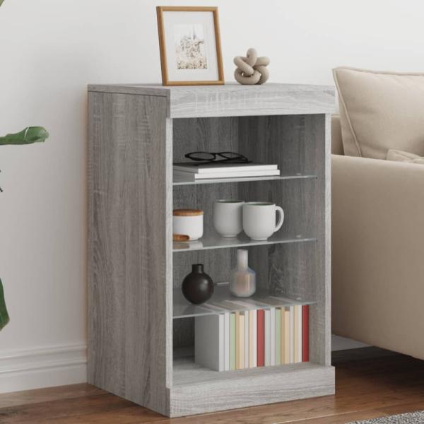 vidaXL Sideboard mit LED-Leuchten Grau Sonoma 41x37x67 cm 836726