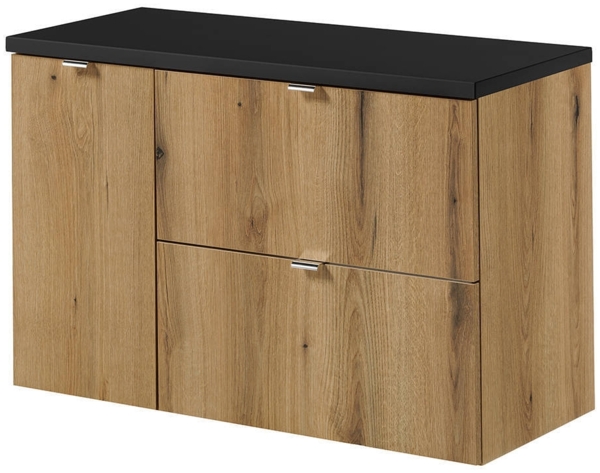 Waschtischunterschrank Skelbolu 90x60x40cm Eicheoptik/Schwarz [en. casa]