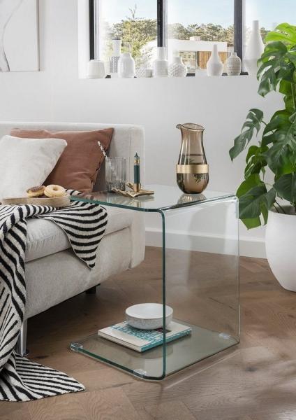 Beistelltisch >7/147< in Klarflas, Glas - 45x51x50cm (BxHxT)