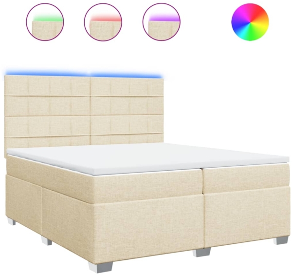 vidaXL Boxspringbett mit Matratze Creme 200x200 cm Stoff 3292900