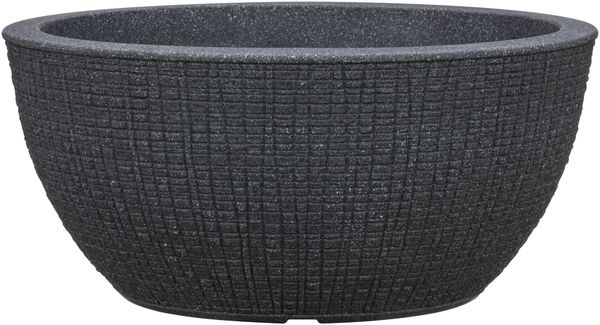 Scheurich Barceo Bowl 40, Pflanzschale/Blumentopf/Pflanzenschale, rund, aus Kunststoff Farbe: Stony Black, 39 cm Durchmesser, 18 cm hoch, 14,5 l Vol.