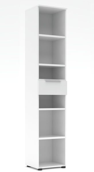 Büroregal SANTORIN Weiß & weißes Glas – schmal 40x198 cm