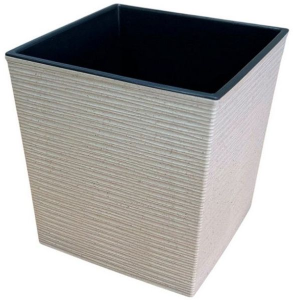 Engelland Pflanzkübel Blumentopf aus recyceltem Kunststoff & Holz (WPC), Rillenoptik (UV-beständig, wetterfest, quadratisch), Blumenkübel für Garten, Balkon, Terrasse, Innen- und Außenbereich