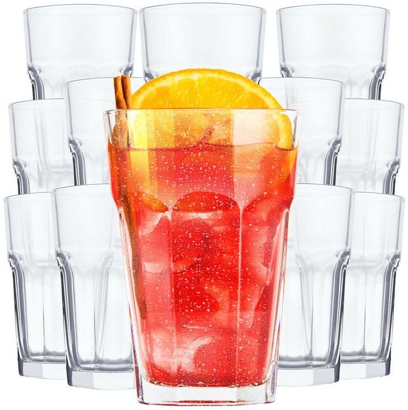 KONZEPT Gläser-Set Wassergläser Set 320ml Transparent - Trinkgläser, 12-tlg, Set Gläser für Wasser, Saft und Cocktails