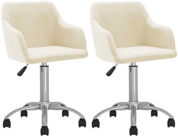 vidaXL Esszimmerstühle 2 Stk. Drehbar Creme Stoff, Drehbar [330636]