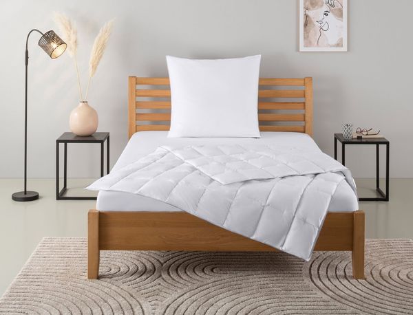 OTTO home Daunenbettdecke + Kopfkissen Moulle, Bettdecke in 135x200 cm, 155x220 cm, 2-tlg, Füllung: Daunen & Federn, Bezug: 100% Baumwolle, Set mit Kissen 40x80 cm, 80x80 cm, Sommer, Winter, Made in Germany