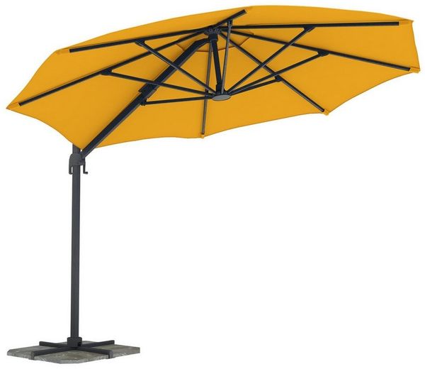 paramondo Ampelschirm parapenda Ampelschirm, 3,5 m, rund, gelb, Gestell: anthrazit, LxB: 350x350 cm, 360° Schwenkbar, Kurbelbedienung, Gestell inkl. Standkreuz