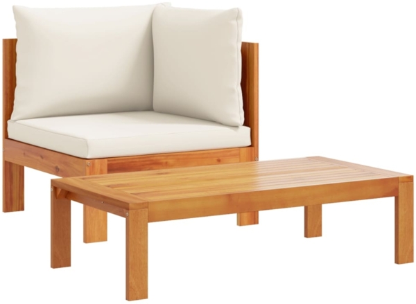 vidaXL 2-tlg. Garten-Sofa-Set mit Kissen Massivholz Akazie 367626