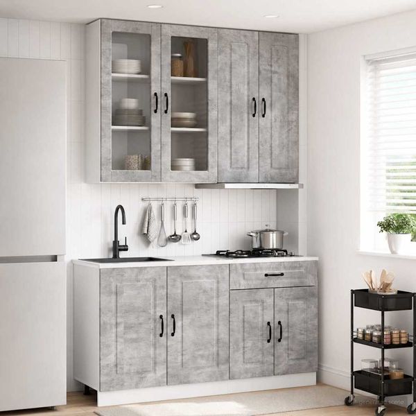 vidaXL Kücheneinheit KALMAR 4 pcs Betongrau Holzwerkstoff 3438308