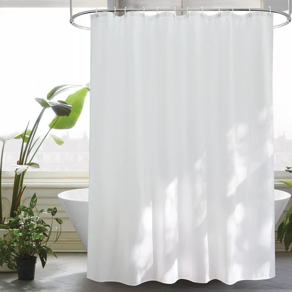 Duschvorhang Überlänge 180x240 cm Weiß Wasserdicht Textil Anti-Schimmel waschbar