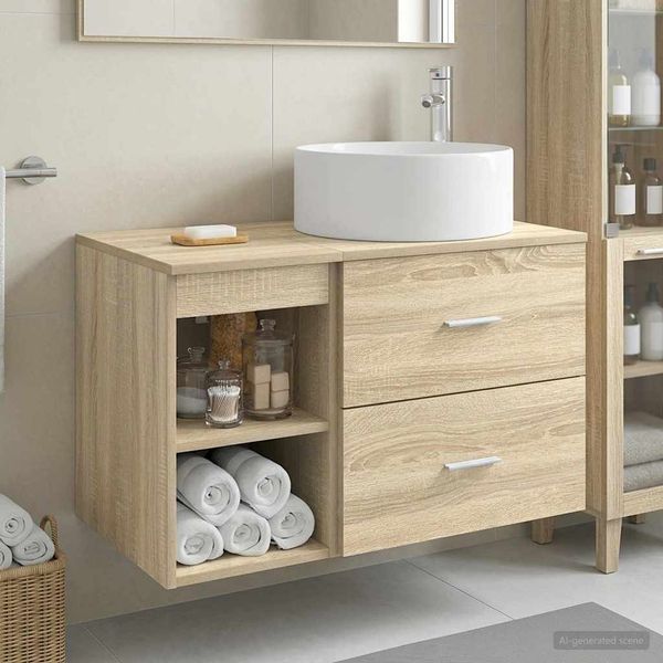 vidaXL Badezimmermöbel-Set 2 pcs Sonoma-Eiche Holzwerkstoff 3403930