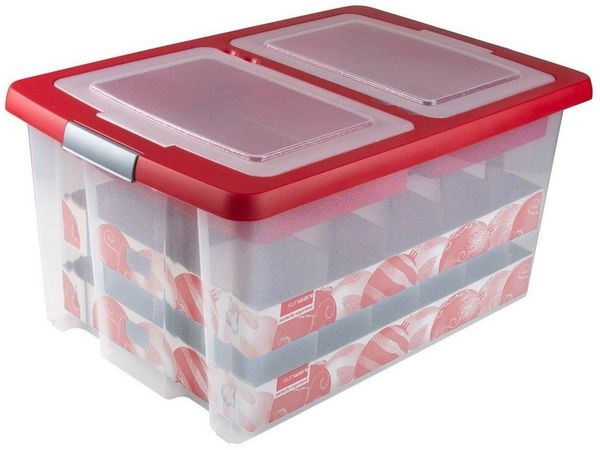 Sunware Aufbewahrungsbox Weihnachtskugelbox mit Trays für 40 Kugeln Aufbewahrungsbox Kiste