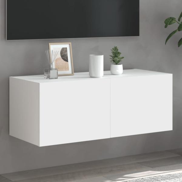 vidaXL TV-Wandschrank mit LED-Leuchten Weiß 80x35x31 cm 837281