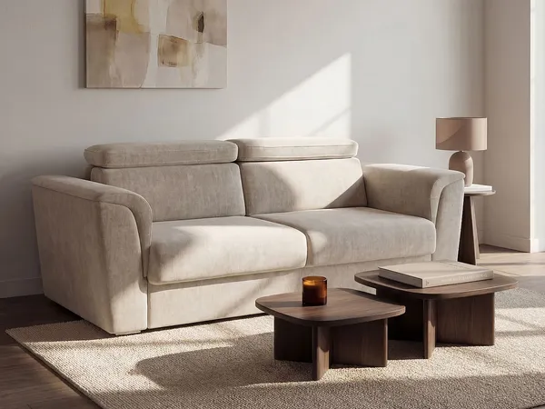 Vente-unique - RIZORA Sofa Stoff Beige - B 223 cm96 cm x H 93 cm x L 230 cm
