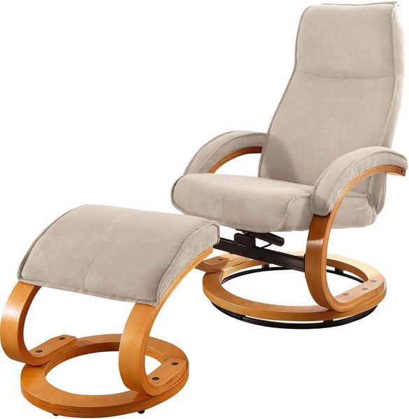 Home affaire Relaxsessel Paris TV-Sessel, Sessel mit Hocker, Wohnzimmer, Schlaffunktion manuell (Set, 2-St, bestehend aus Sessel und Hocker), verstellbar, Microfaser, NaturLEDER, Webstoff, Sitzhöhe 46 cm