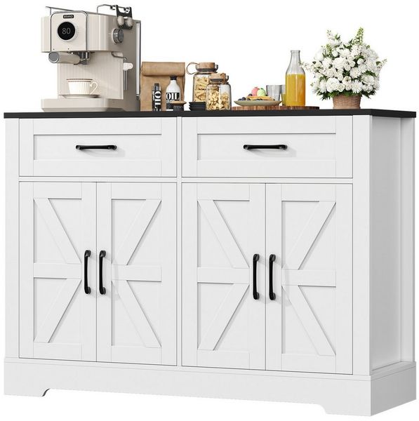 HOMECHO Buffet 120cm Küchenschrank mit 2 Schubladen 4 Türen