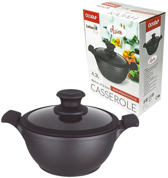 Olymp Handels GmbH Feuertopf Casserole 7.5L Topf Kochtopf Induktion Kazan aus Aluguss Wok 7.5L
