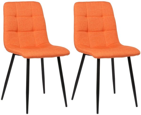 TPFLiving Esszimmerstuhl Till mit hochwertig gepolsterter Sitzfläche - Konferenzstuhl (Küchenstuhl - Esstischstuhl - Wohnzimmerstuhl - Polsterstuhl, 2 St), Gestell: Metall schwarz - Sitzfläche: Stoff Orange