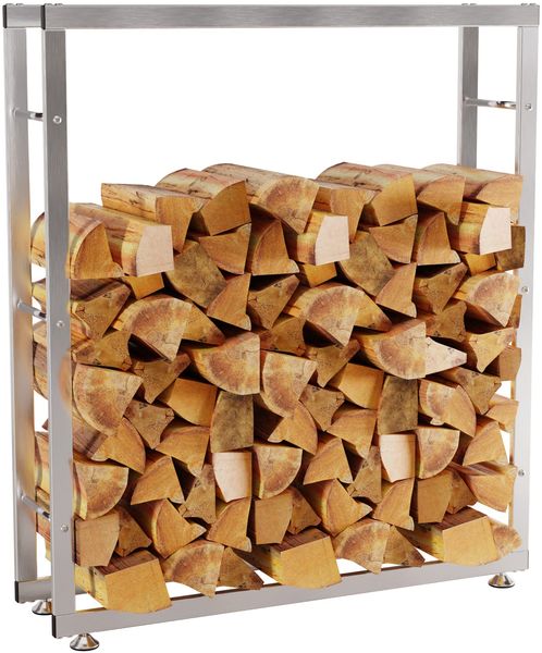 Kaminholzregal innen Metall SATLO - für Feuerholz Brennholzregal innen Kaminholzständer Kaminholzhalter Feuerholzregal InnenEdelstahl, 25x100x125cm