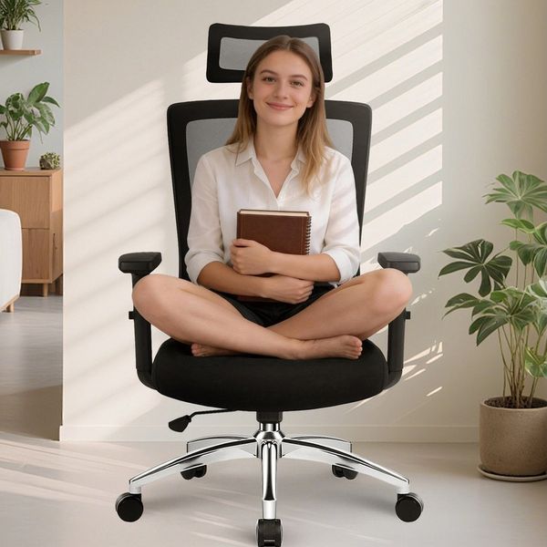 Adormii Bürostuhl Bürostuhl Ergonomisch, schreibtischstuhl mit Metallfuß, stabil (Ergonomischer bürostuhl mit 5D verstellbare weich Lendenstütze, 90°–135° neigbar, büro stuhl mit verstellbaren Armlehnen, ergonomic office chair mit höhenverstellbarer Si... Bild 2