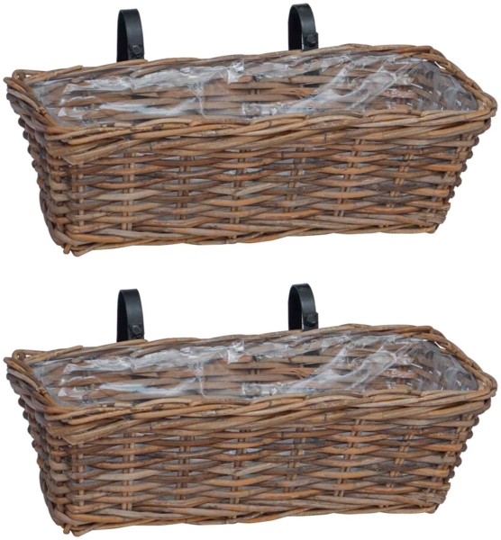 vidaXL Hängender Blumentopf Korb 2 pcs Braun 48 x 22 x 15 cm 42020968