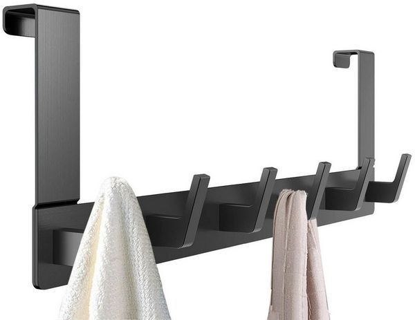 SURFOU Türhaken Kleiderhaken Tür Türhaken zum Einhängen Ohne bohren Handtuchhalter, für Schlafzimmer, Badezimmer, Küchen, Arbeitszimmer, Werkzeugräume, (Rostfreiem Aluminiumlegierung badezimmer zubehör für 2 cm dicke Türen, 40*14cm tür organizer, 1-St,...