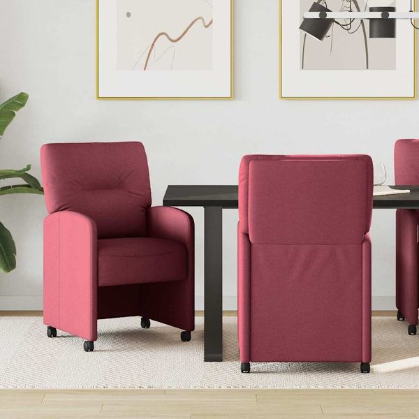 vidaXL Esszimmerstühle mit Rollen 2 pcs Weinrot 57 x 67 x 95 cm Stoff 42017850