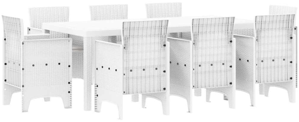 vidaXL Garten Essgruppe 9 pcs Weiß Polypropylen 3378584