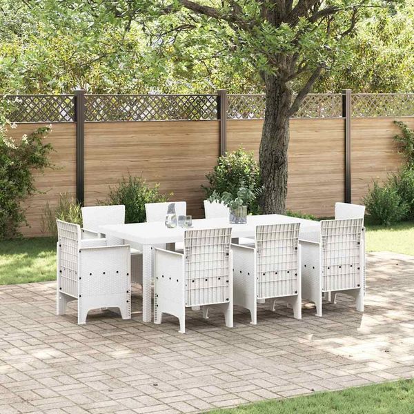 vidaXL Garten Essgruppe 9 pcs Weiß Polypropylen 3378584