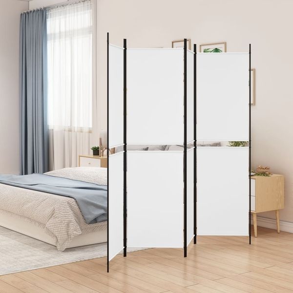 vidaXL 4-tlg. Paravent Weiß 200x200 cm Stoff 350230