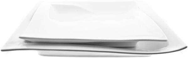Servierteller 2 teilig aus Porzellan quadratische Schale in Weiß Serviceteller