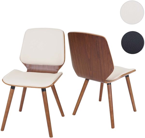 2er-Set Esszimmerstuhl HWC-B16, Holz Bugholz Retro-Design Walnussoptik ~ Kunstleder creme Bild 7