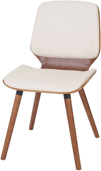 2er-Set Esszimmerstuhl HWC-B16, Holz Bugholz Retro-Design Walnussoptik ~ Kunstleder creme Bild 2