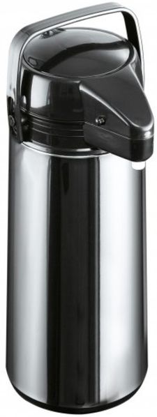 Airpot Isolierkanne 1,9 L - Edelstahl Pumpkanne mit Tragegriff, Silber-Schwarz