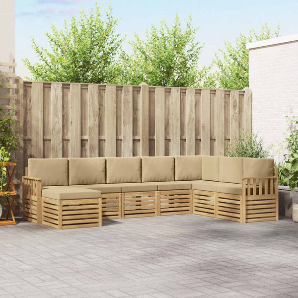 vidaXL Outdoor-Sofagarnitur 6 pcs Weiß und Beige 306 x 128,5 x 73 cm 3392308